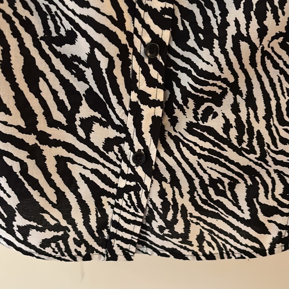 Jones New York Sport Woman Zebra Print Button Down Shirt Short Sleeves Size 3X - Picture 5 of 8